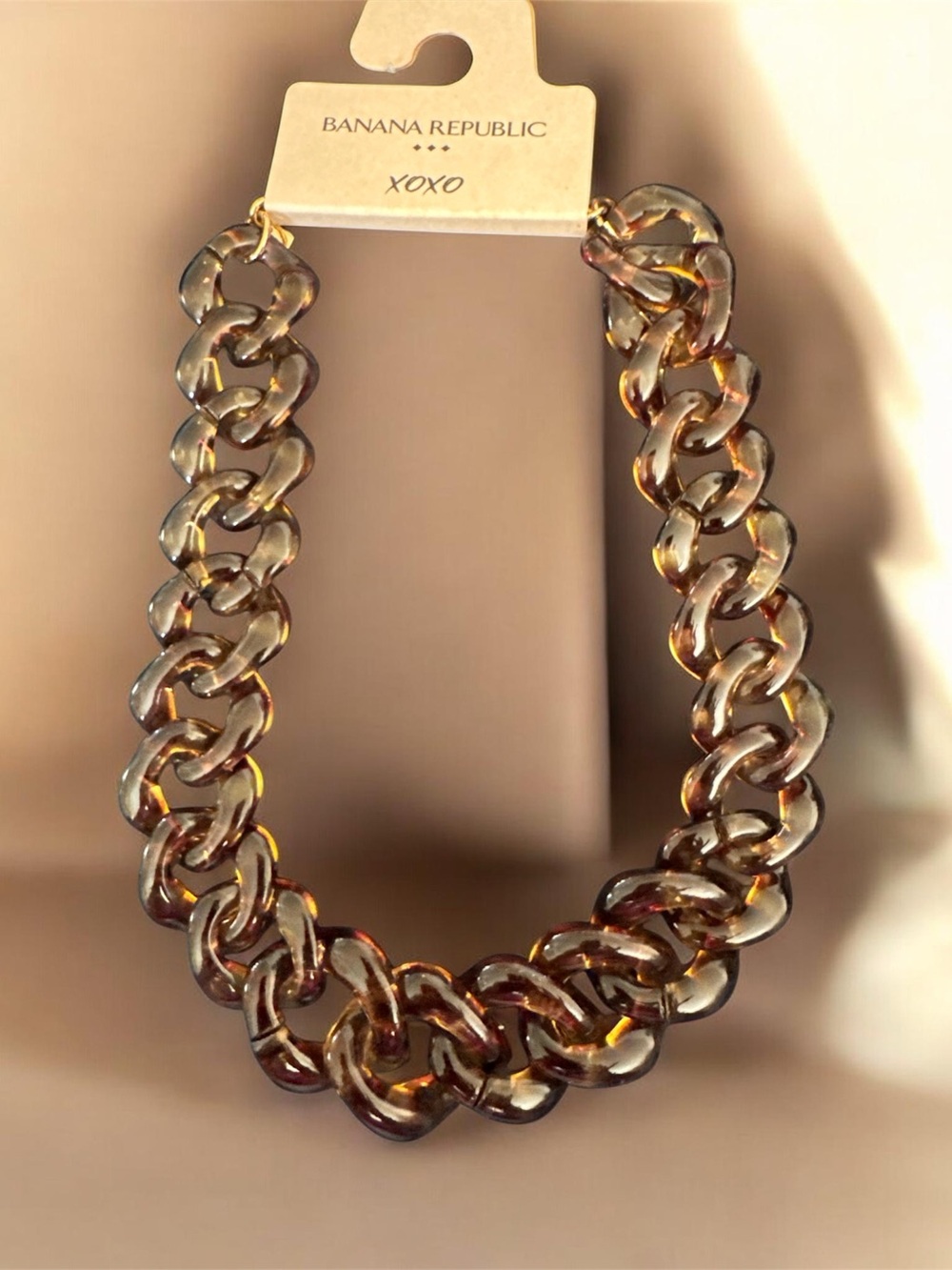 Banana Republic Tortoiseshell-Link Necklace - Brown & Amber